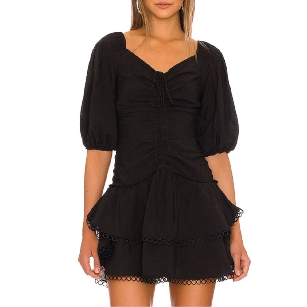 Elegant Black Puff Sleeve Dress